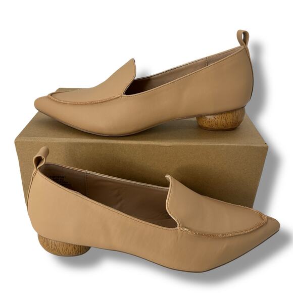 NEW Journee Tan Pointy Toe Flats Size 6.5 Kitten Heel Pointed Loafers Sand Beige - Picture 1 of 11